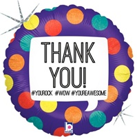 18 inch Hashtag THANK YOU! Round Holographic foil balloon