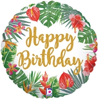 Tropical Birthday Round Foil Balloon