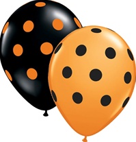 11in BIG Polka Dots BLACK & ORANGE Assortment