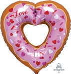 Open Heart Donut SuperShape Foil Balloon