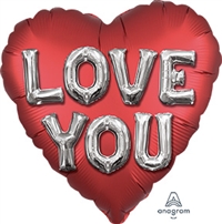 Love You Balloon Letters Heart Shape Foil Balloon