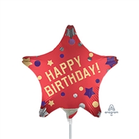 9 inch Red Satin - Star Shape Birthday Balloon