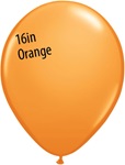 16 inch Qualatex Standard ORANGE Latex Balloon