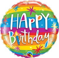 18 inch Birthday Rainbow Stripes foil balloon