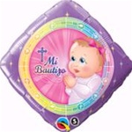 18 inch Mi Bautizo Prayer GIRL Diamond Shape Foil Balloon