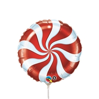 9 inch Candy Swirl RED Round Foil