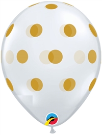 11 inch Qualatex BIG Polka Dots Clear with GOLD