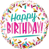 18 inch Happy Birthday Sprinkles  foil balloon