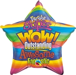 20 inch Wow! Stripes - Star Shape Foil Balloon