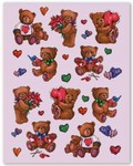 Bear & Heart Stickers 4¾in x 7½in, Price Per PACKAGE