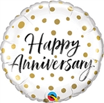 Happy Anniversary Gold Dots Balloon