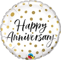 Happy Anniversary Gold Dots Balloon