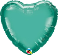 Qualatex Chrome Green Heart Foil Balloon