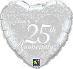 18 inch Happy 25th Anniversary Heart