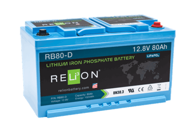 ReLion RB80-D 12V 80Ah DIN LiFePO4 Battery