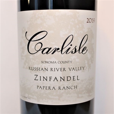 750ml bottle 2019 Carlisle Zinfandel Papera Ranch Vineyard of Russian River Valley in Sonoma County California