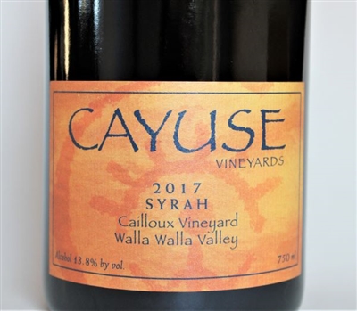 750ml bottle of 2017 Cayuse Cailloux Vineyard Syrah from the Walla Walla Valley of Washington State