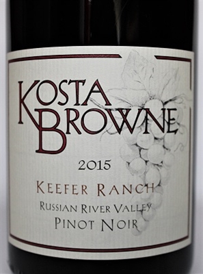 750 ml bottle of Kosta Browne Pinot Noir from the Keefer Ranch Vineyard in the Green Valley AVA of the Russian River Valley in Sonoma California