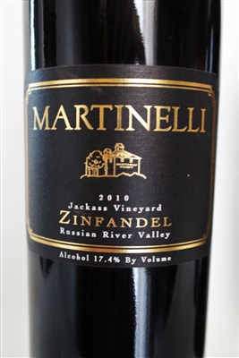 750ml bottle of 2010 Martinelli Jackass Vineyard Zinfandel red wine from Sonoma California