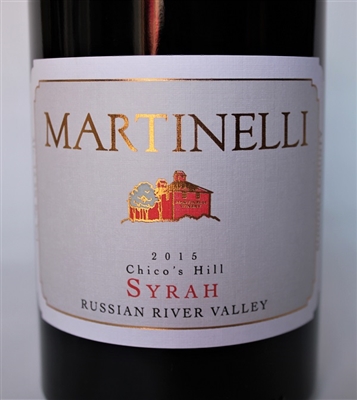 750 ml bottle of 2015 Martinelli Family Syrah Chico's Hill from the Russian River Valley of Sonoma County California
