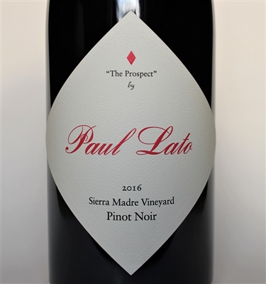 750ml bottle of 2016 Paul Lato The Prospect Pinot Noir from the Sierra Madre Vineyard in the Santa Maria Valley AVA of Santa Barbara County California