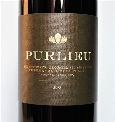 750 ml bottle of 2015 vintage Purlieu Wines Cabernet Sauvignon from the Beckstoffer Georges III vineyard in Rutherford AVA of Napa Valley California