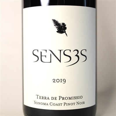750ml bottle of 2019 Senses Pinot Noir from the Terra de Promissio vineyard on the Sonoma Coast of California
