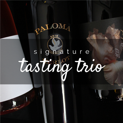 Three 750ml bottles of wine for $98 on the Signature Tasting Trio including Pax Mahle Trousseau Gris, Paloma Vineyards Merlot, and Jolie-Laide Trousseau Noir Poulsard red blend