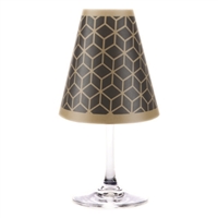 Modern geometric 3D line pattern paper white wine glass shades.