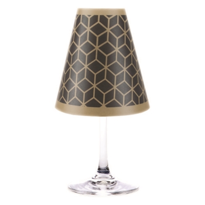 Modern geometric 3D line pattern paper white wine glass shades.