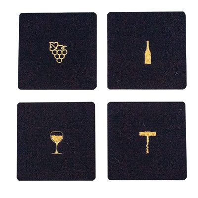 Wine Tools Wool Coaster Navy set of 4