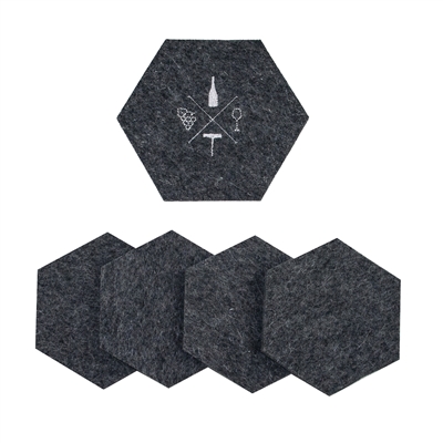 Wool Wine Tasting Coasters Charcoal set of 5