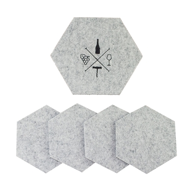 Wool Wine Tasting Coasters Light Gray set of 5