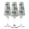 Pop Fizz Clink Paper Champagne Glass Shades. Text on Rose or Gray background.