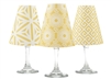 Set of 6 coordinating key, kaleidoscope and classic pattern translucent paper white wine glass shades by di Potter.  Made in the USA.