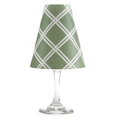 Chain link pattern translucent paper white wine glass shades.    Made in the USA.