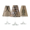 Set of 6 coordinating wine bottle, cork and cheers pattern translucent paper white wine glass shades.  Available in parchment and white.  Made in the USA,