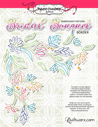 Bridal Bouquet Border Machine Embroidery - Digitial Download