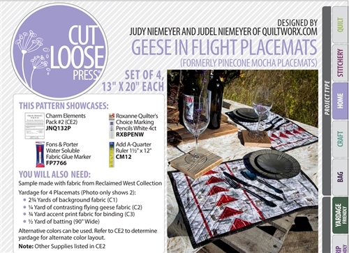 Cut Loose Press ~ Geese in Flight Placemats