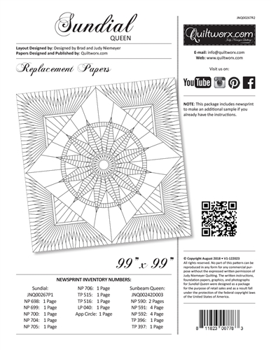 Sundial Queen Replacement Papers