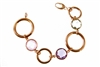 Beautiful 18k Rose Gold Chain Link Bracelet enhanced by the warmth of three Bezel set Gemstones. Soft Pink Quartz, Purple Amethyst & pale Green Amethyst give a designer look, yet stay neutral in color. Lobster Clasp. Made in  Italy by Zoccai