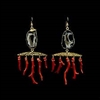 These Chandelier Earrings feature 22k gold detailed Agate Geodes and vintage polished Italian Red Coral branches. Large but lightweight, these highly limited edition earrings are a true jewel in our Resort Collection. 14k gold filled ear wire