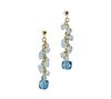 These cascading Blue Gemstone Earrings are sure to delight. The spiral drop of Aquamarine Gemstones ends with a uniquely cut, cubed, London Blue Topaz. Hand crafted in the U.S. by Silver Pansy. The Drop Earrings are in Gold filled Sterling Silver.