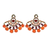 From Ziio's new Spring/Summer Collection, these "Abanico" Earrings are reminiscent of a fan in their design. This pair is done in Orange Carnelian & Red Garnet Gemstones. Hand beaded on stainless steel wire with Murano Glass seed beads. Made in Italy