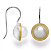 Beautiful & classic in design - these White Cultured Pearl drop Earrings are just what you have been looking for. Made in Germany by Bastian, they are done in two-tone Sterling Silver, White & Gold plated, and hold a lustrous White Pearl at the center