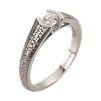 This Solitaire Diamond Ring is embellished with the Lords Prayer in relief around the band. Thanks to the precious gold, the Latin words stand out clearly protecting the diamond. 18k White Gold