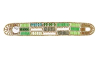 From Ziio's Fenice Collection - this Patchwork designed Cuff Bracelet features mixed hues of Green Gemstones. Peridot, Jade & Zircon Gemstones are accented with Green Malachite & White Pearls in this linear design. Made in Italy