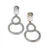 These soft blue Aquamarine Gemstone Drop Earrings will enhance any outfit. The double drop is in 14k White Gold with the Aquamarines Pave set all around and enhanced by a complimenting Moonstone (aprox. 7mm) set at the post. L 2" X W 1"