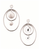 Oval Hoop Earring in 925 Sterling Silver with a contemporary feel. The solid double drops in the center have a brushed Silver finish, contrasting with the polished Oval rings surrounding them. Made in Italy by Frederic Duclos. Posts. L 1 5/8" X W 1 1/4".
