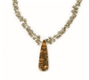 Tiny seed beads of Smokey Quartz Gemstones fill the Gold filled chain and hold a triangular Pendant of Petrified Coral. Made in the U.S. by Elisa Ilana. Adjustable in length from 16" to 18". Coral Pendant length 1 3/4"